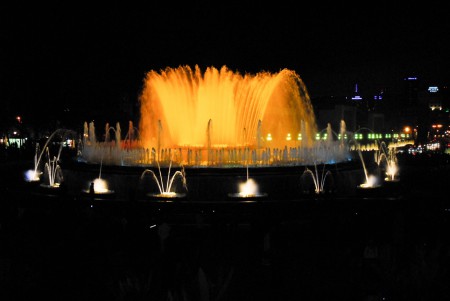 バルセロナ：スペイン広場の夜景