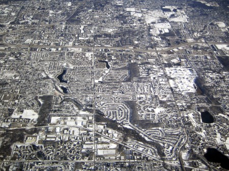 空撮；冬のデトロイト