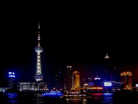 中国；上海の夜景